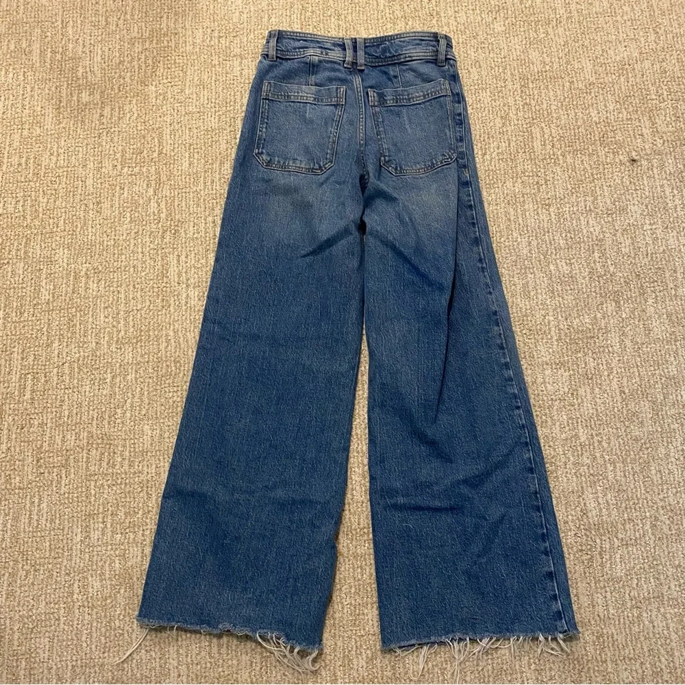 Mango jeans The Catherine high rise wide leg unfinished hem size 2